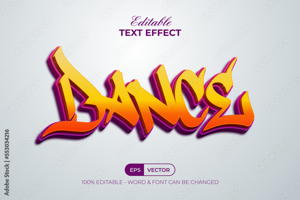 Poster dance text effect 3d style. editable text effect.