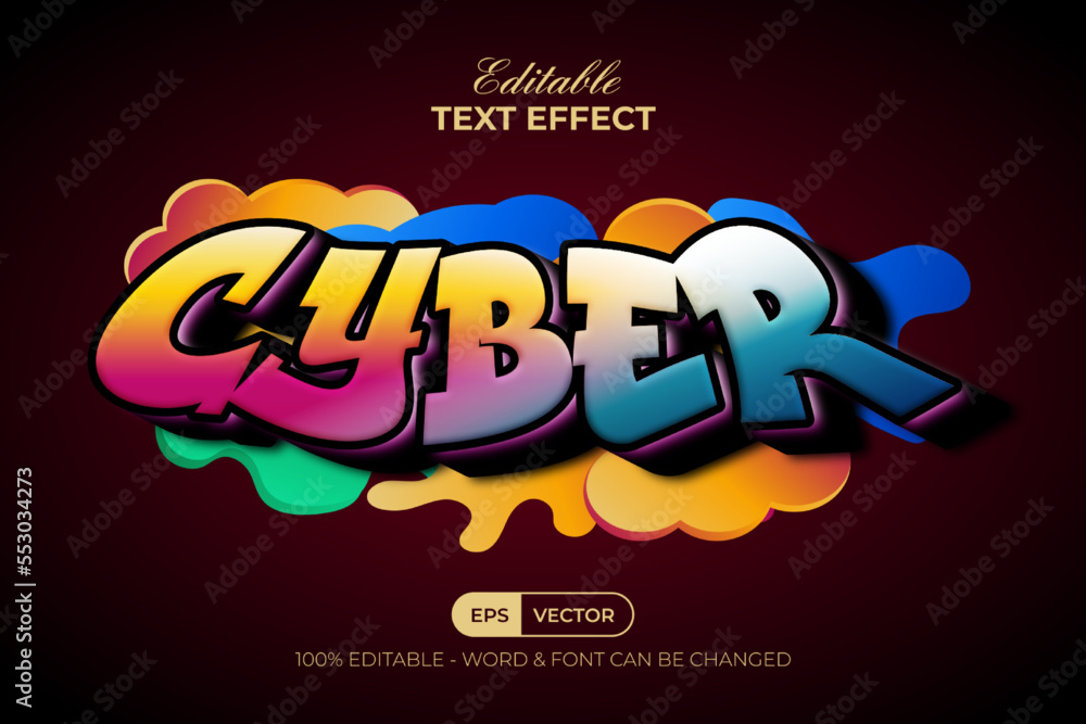 Poster graffiti text effect colorful style. editable text effect.