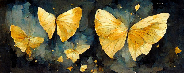 watercolor drawing - butterfly made of blots and splashes Sketch