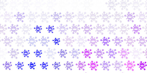 Light Pink, Blue vector pattern with coronavirus elements.