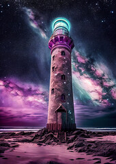 Lighthouse at purple sky
