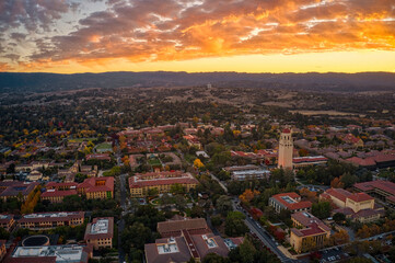 Fototapeta na wymiar Aerial View of a University in Palo Alto, California.