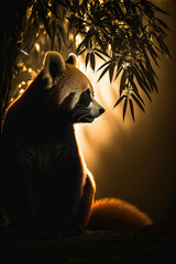 Portrait of cute red panda in sepia style