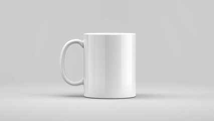 Blank White cup on gray background - White Cup Mockup Template. 3d rendering