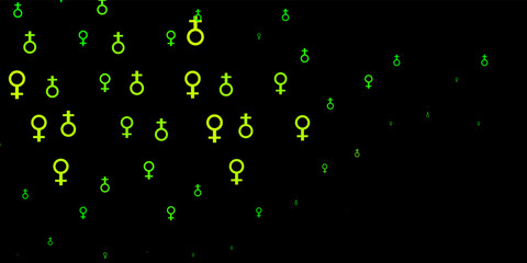 Light Green, Yellow vector texture with women's rights symbols.