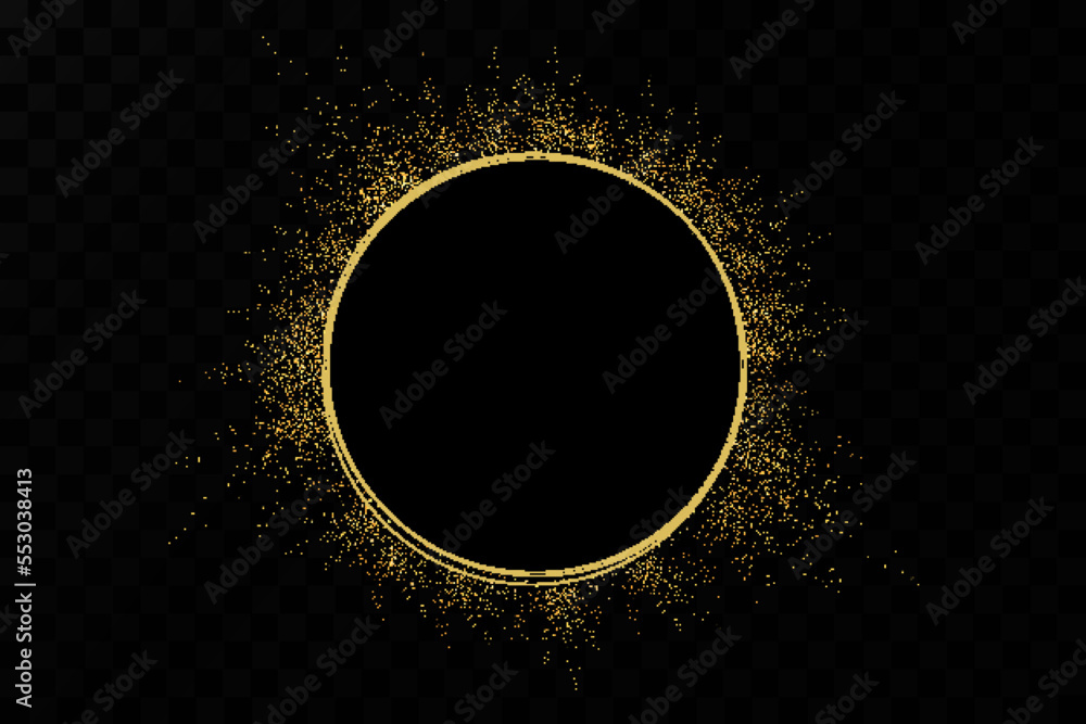 Poster golden circle with fire effects.light effect.vector