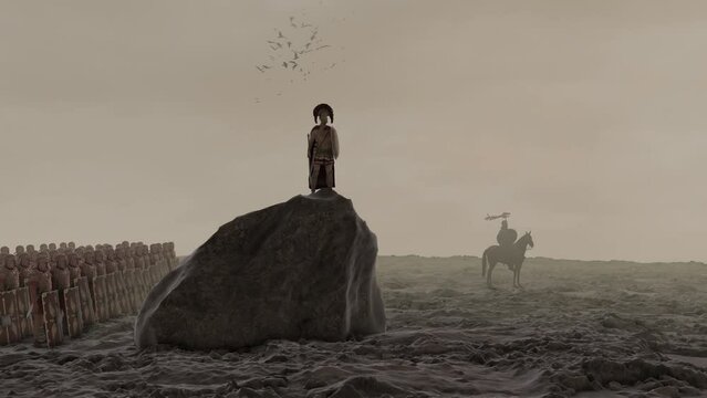 An Ancient Roman Centurion with His Legion Ready for War