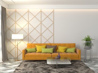 Interior of the living room. 3D illustration