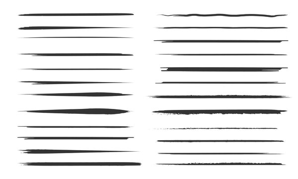 Set Of Artistic Pen Brushes.Doodles, Ink Brushes.Set Of Vector Grunge Brushes. Collection Of Strokes Of Markers. Set Of Wavy Horizontal Lines