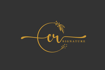 luxury gold signature initial c r logo design isolated leaf and flower