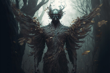 dark fantasy, ghost, forest, demon, monster, gothic, art illustration - obrazy, fototapety, plakaty