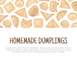 Cooked Traditional Chinese Dumplings or Dim Sum Vector Design Template