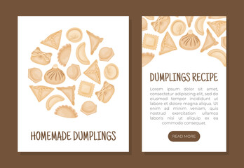 Cooked Traditional Chinese Dumplings or Dim Sum Vector Design Template