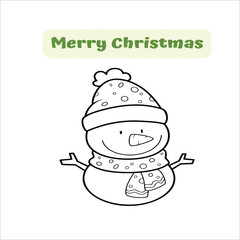 Snowmen illustration black and white sketch of a December man, 