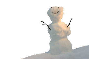 Freundlicher kleiner Schneemann, freigestellt