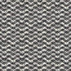 Monochrome Distressed Knit Textured Chevron Pattern