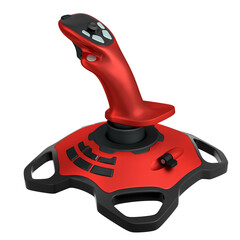 Realistic joystick for flight simulator isolated on white background