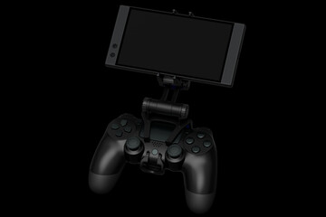 Realistic joystick for playing games on a mobile phone on black background © Vasyl Onyskiv