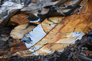 Slate cliffs at Strangles Beach, the North Cornish Coast