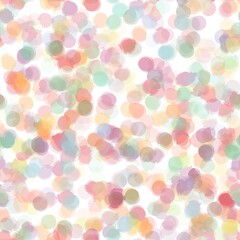 Transparent or pale multicolored distorted circles on the white background. Seamless pattern