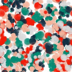 Multicolored circles on the white background. Blue, red, orange and turquoise colors with reflection effect. Seamless pattern