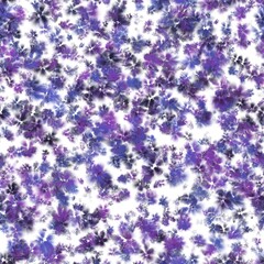 Purple, blue and violet flowers with liquid texture. Seamless background.