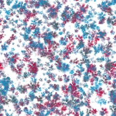 Blue, red and grey flowers with liquid texture. Seamless background.