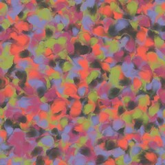 Fototapeta na wymiar Big orange, purple, green, grey and violet wet brush strokes. Abstract seamless pattern. Bright multicolored background