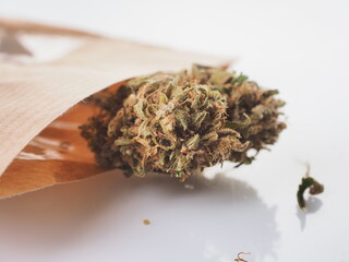 marijuana sales. medical cannabis in paper packaging