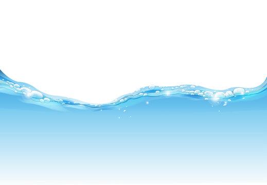 Blue Water Wave Isolated White Background