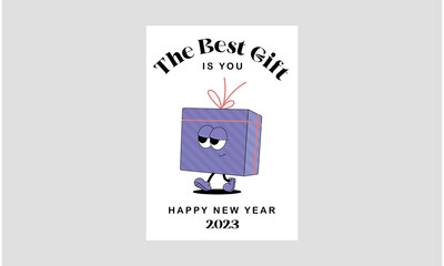 gift box character Hollidays card new year 