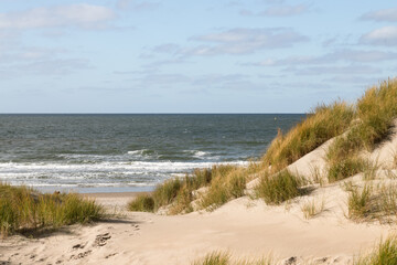 Fototapeta na wymiar North Sea and the dunes on the Dutch wadden island of Texel.
