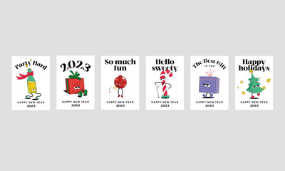 Christmas cards set. New Year&rsquo;s cards 2023