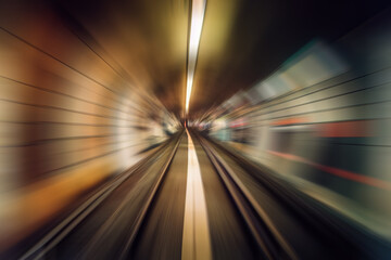 fast moving. blurred tunnel. generative AI	
