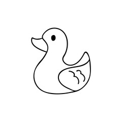 Rubber duck doodle illustration in vector. Rubber duck hand drawn icon in vector. Shower duck doodle icon. Duck toy icon