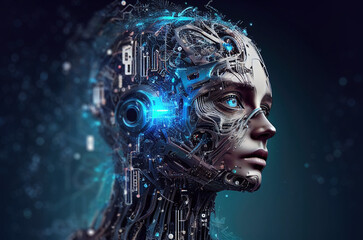 Fototapeta na wymiar Artificial intelligence, abstract cyborg android. generative AI