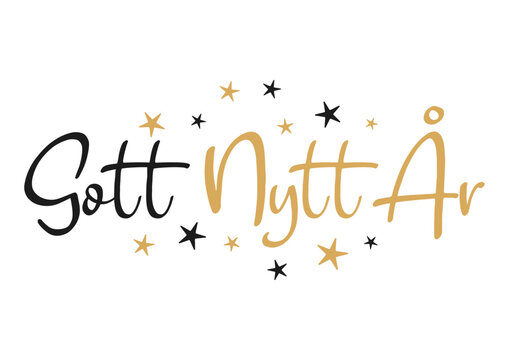Happy New Year lettering in Swedish (Gott Nytt &Aring;r). Vector illustration