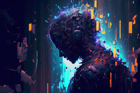 Artificial intelligence, abstract cyborg android. generative AI
