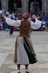 Basque folk dancers in an outdoor exhibition