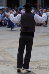 Basque folk dancers in an outdoor exhibition