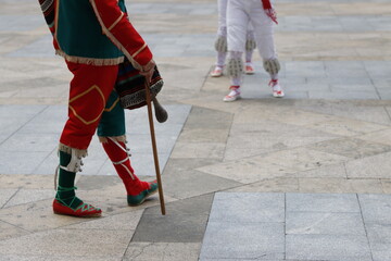 Basque folk dancers in an outdoor exhibition