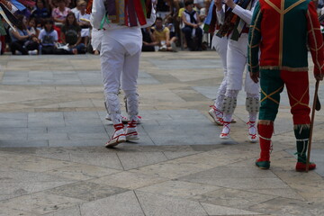 Fototapeta na wymiar Basque folk dancers in an outdoor exhibition