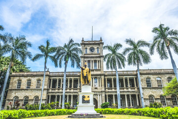 King Kamehameha Statue State Government Building Honolulu Oahu Hawaii