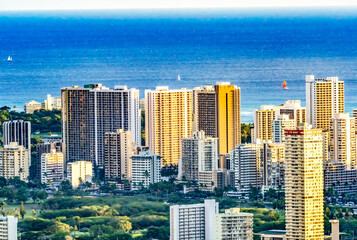 Colorful Hotels Ocean Waikiki Beach Tantalus Lookout Honolulu Hawaii
