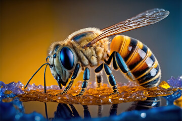 Fototapeta bee on a flower, honey, Generative AI  obraz