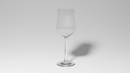 Empty classic wine glass isolated on white background. Drinks concept. 3D render