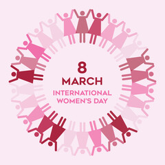 8th march international womans day women around circle