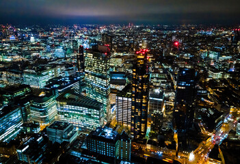 Fototapeta premium Aerial view of London city in the night, UK