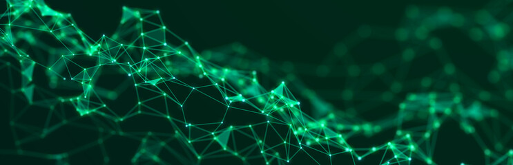 Obraz premium Digital technological background. Abstract structure with connected dots and lines. Big data. 3D rendering.