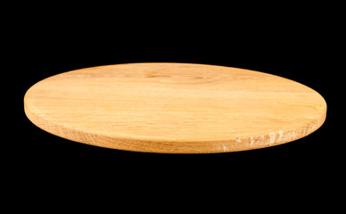 Wooden board isolated on black background.